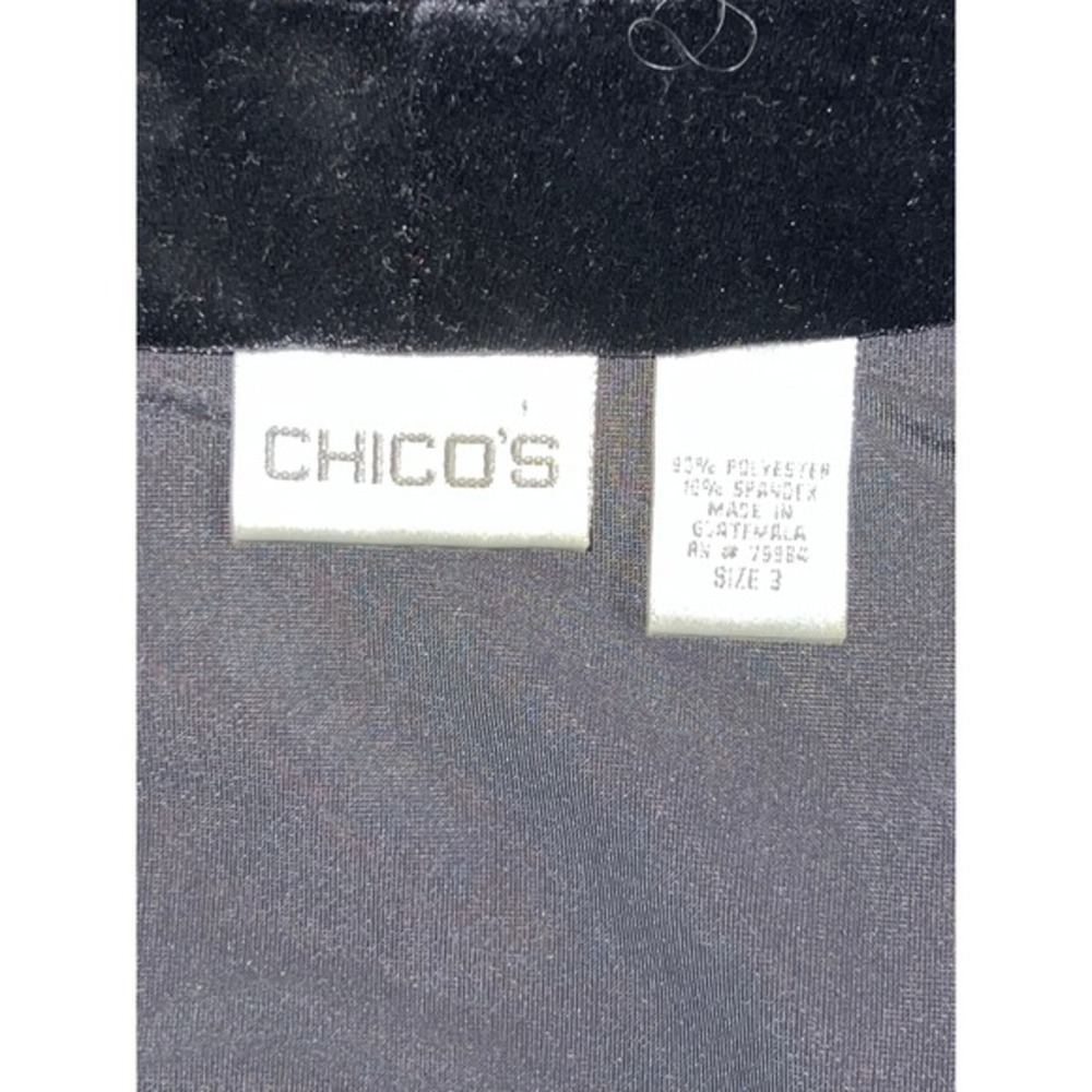 Chico's Black Velvet Hook Closure Long Sleeve Peplum Jacket Cardigan Size XL (3) - Picture 7 of 8